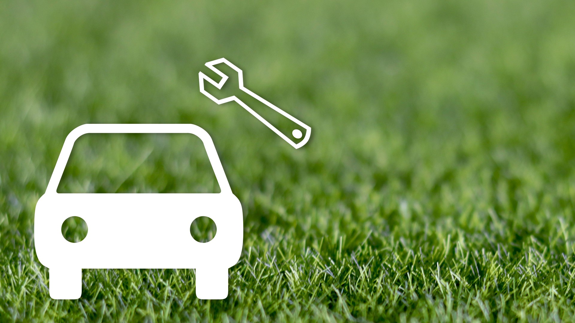 Car repair and maintenance concepts, illustration of car on the green lawn